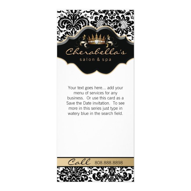 Carte en rack Damask Gold Floral Salon Couronne Mo (Devant)