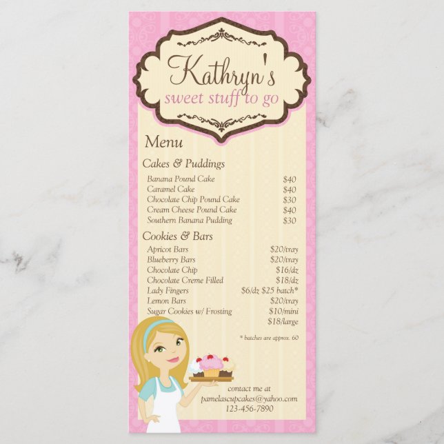 Carte en rack de menu Blonde Baker Cupcake D12 3 (Devant)