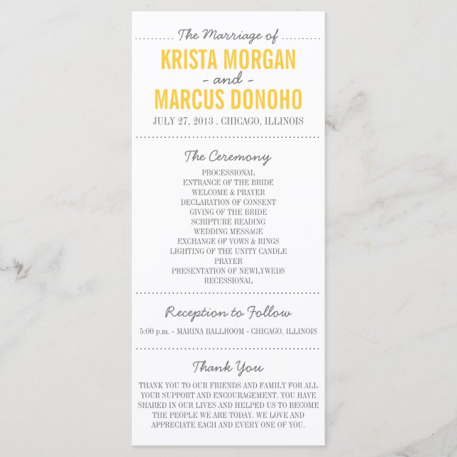 Carte en rack du programme de mariage Silhouettes  (Devant)