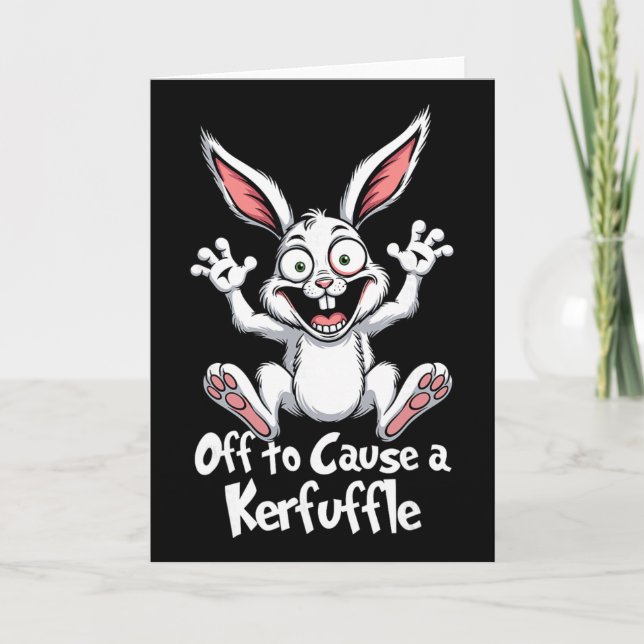 Carte En route pour causer une pagaille drôle de lapin d (Devant)