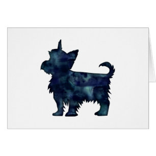 Carte en silhouette Yorkie Terrier noir