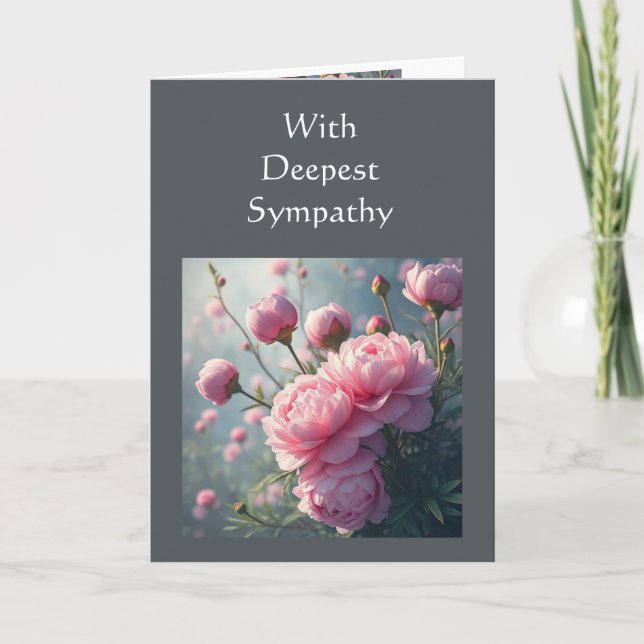 Carte En Sympathie profonde Belle Peony Garden Flowers (Devant)