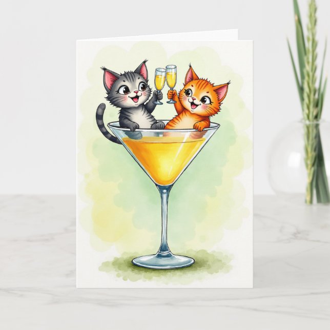 Carte en verre de chaton joyeux (Devant)