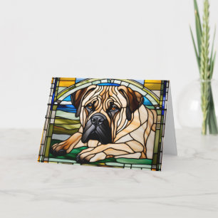 Carte en verre teinté de Bullmastiff mignon