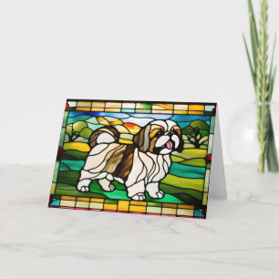Carte en verre teinté de Shih Tzu mignon