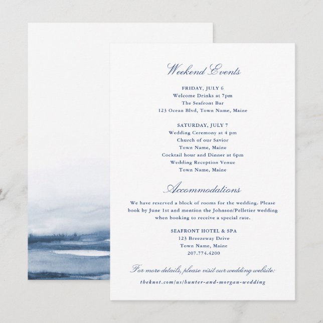 Carte encart Événements et Hébergement de week-end (Devant / Derrière)