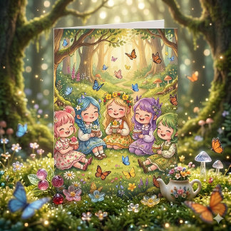Carte Enchanted Forest Girl's Birthday Party | Color Me