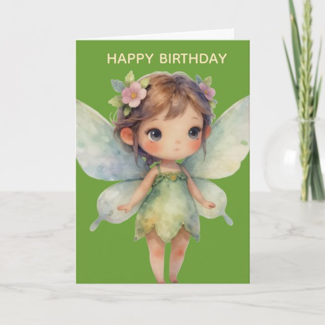 Carte Enchanted Woodland Fairy: pastel green Sprite (Devant)