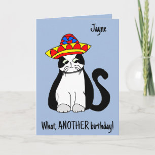 Carte Encore un anniversaire ! Mignonne chat en casquett