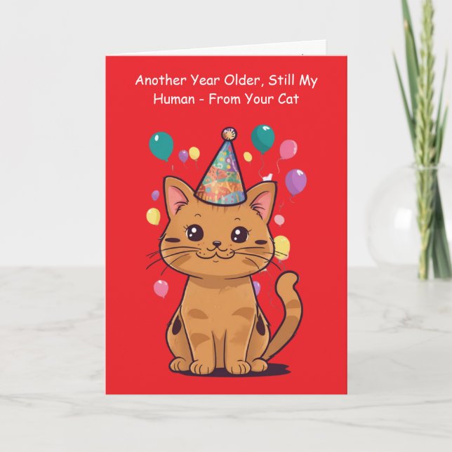 Carte Encore une année de plus pour mon humain de chat (Devant)