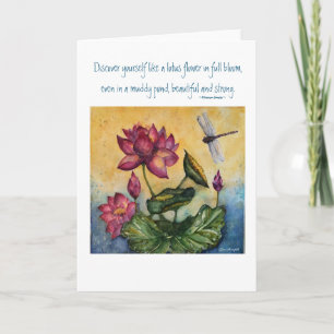 Carte Encouragement Blooming Lotus Art Greeting Card
