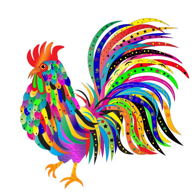 Carte Encouragement Bright Abstrait Rooster Kaleidoscope (Créateur téléchargé)