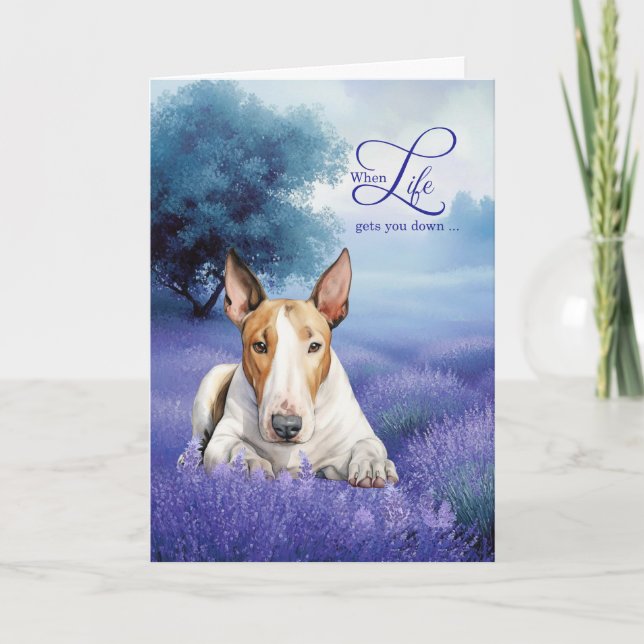 Carte Encouragement Bull Terrier Dog Lavender Meadow (Devant)