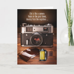 Carte Encouragement Caméra Vintage et Humour de film