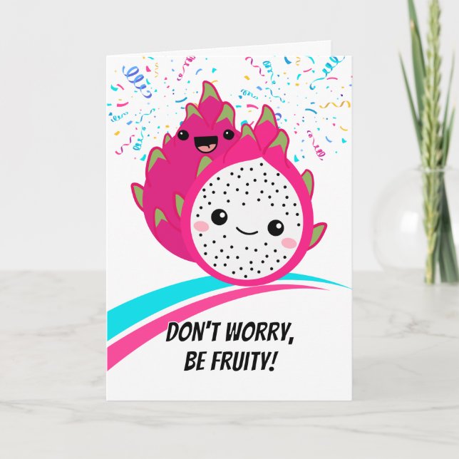 Carte Encouragement Carton Fruit Dragon Cute (Devant)