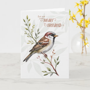 Carte Encouragement chrétien Son œil est sur le moineau