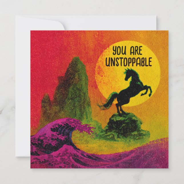 Carte Encouragement de coucher de soleil de cheval sauva (Devant)