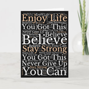 Carte Encouragement des expressions WordArt Motif noir b