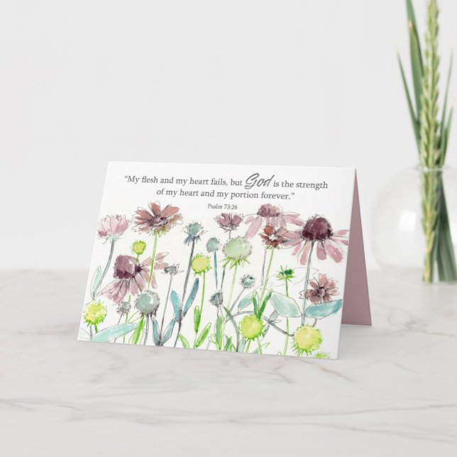 Carte Encouragement Dieu t'aime Écriture Psaume Fleur (Devant)