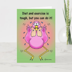 Carte Encouragement Exercise Diet Funny Pink Flamingo