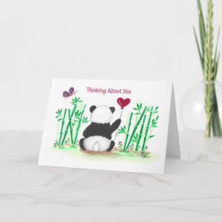 Carte Encouragement Panda Bamboo Butterfly Heart Balloon