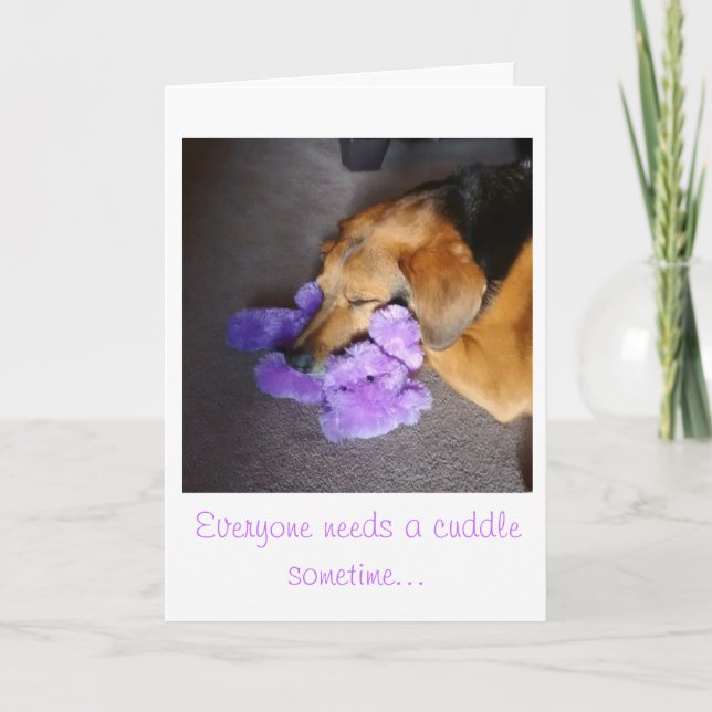 Carte Encouragement Puppy prend Teddy Bear Bouddles (Devant)