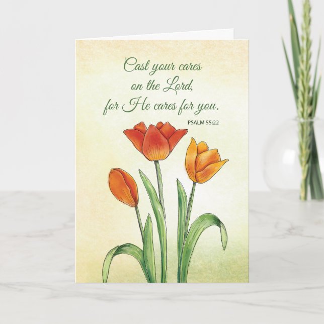 Carte Encouragement Religieux Cast Your Cares Tulip (Devant)