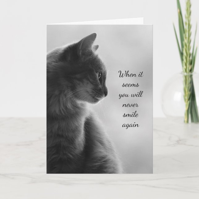 Carte Encouragement Sentez-Vous Mieux Triste Chat Animal (Devant)
