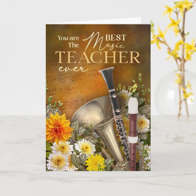 Carte End-Of-Year Woodwind Music Teacher Thank You (Fleur jaune)