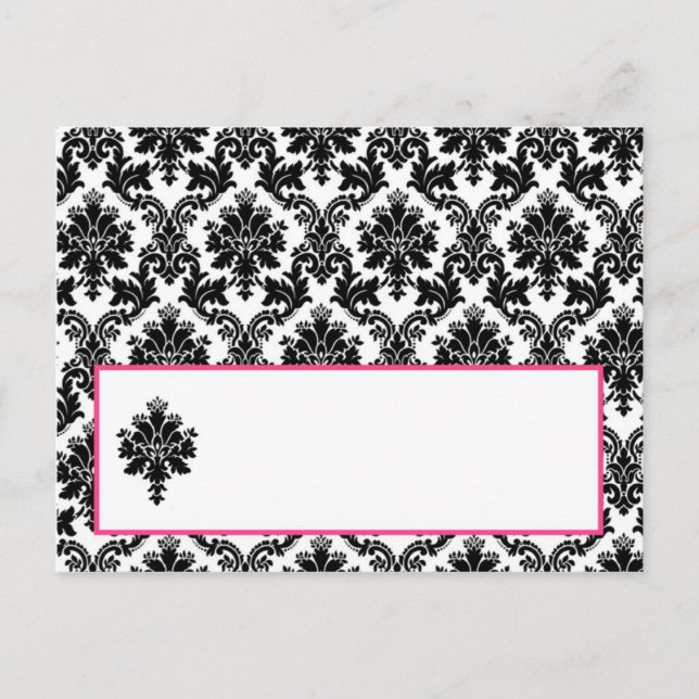 Carte Endroit Écrite Hot Pink Black Damask (Devant)