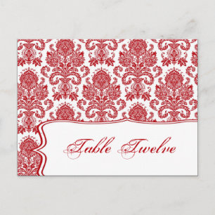 Carte Endroit Écrite Red Crimson Blanc Damask Lace
