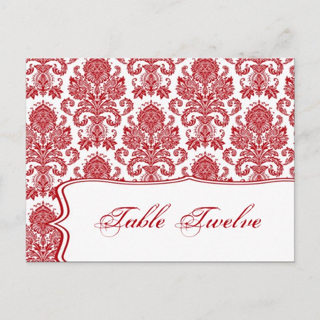 Carte Endroit Écrite Red Crimson Blanc Damask Lace (Devant)