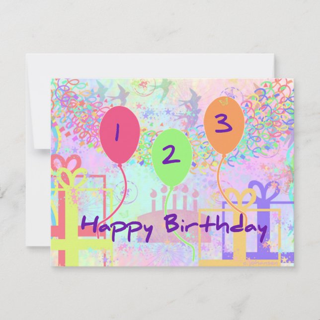 Carte Enfant Anniversaire Trois Ans - Joyeux Anniversair (Devant)