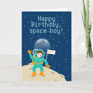 Carte Enfant astronaute à la fête d'anniversaire de la l