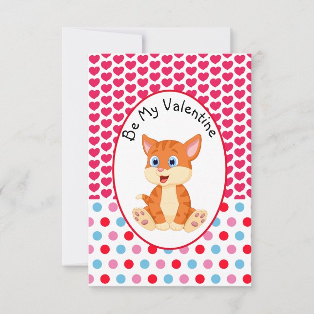 Carte Enfant Chaton Rayé Saint-Valentin 'Sois Mon  (Devant)
