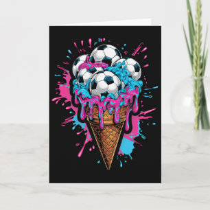 Carte Enfant Crème Glacée Football Art Aquarelle Sport