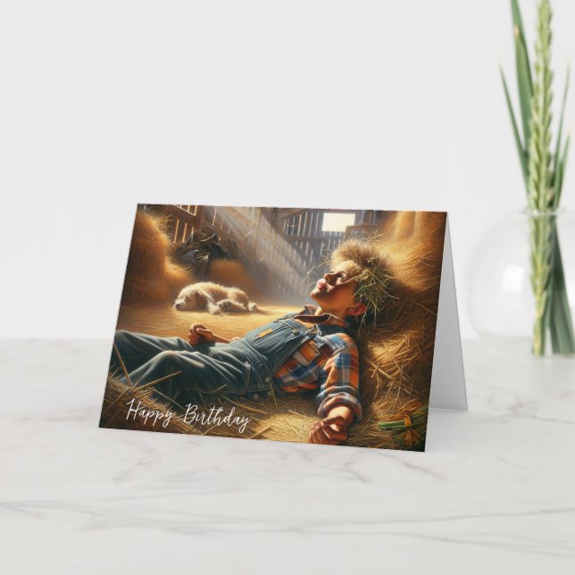 Carte Enfant D'Anniversaire En Grange Hayloft (Devant)