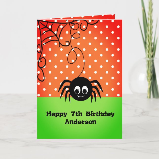 Carte Enfant Éffrayant Spider Anniversaire Halloween (Devant)