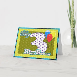 Carte Enfant Joyeux 3e anniversaire, Ballons Gros annive