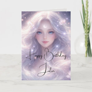 Carte Enfant Lunaire Mystique Élégante Fête d'Anniversai