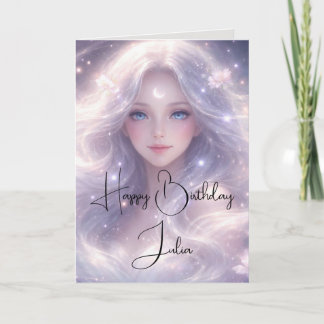 Carte Enfant Lunaire Mystique Élégante Fête d'Anniversai