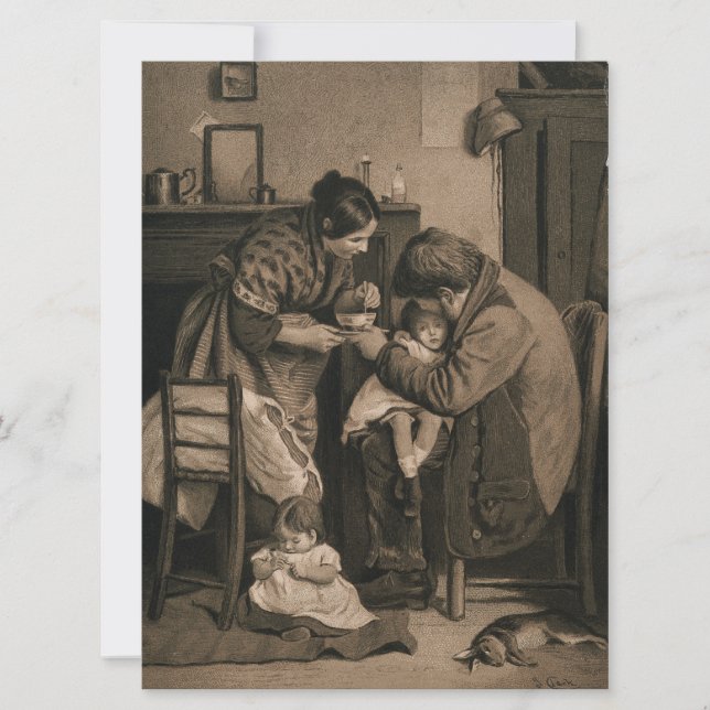 Carte Enfant malade soutenu par son père et sa mère (Devant)