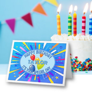 Carte Enfant personnalisé coloré anniversaire