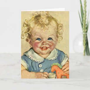 Carte Enfant scandinave vintage mignon blonde avec boucl