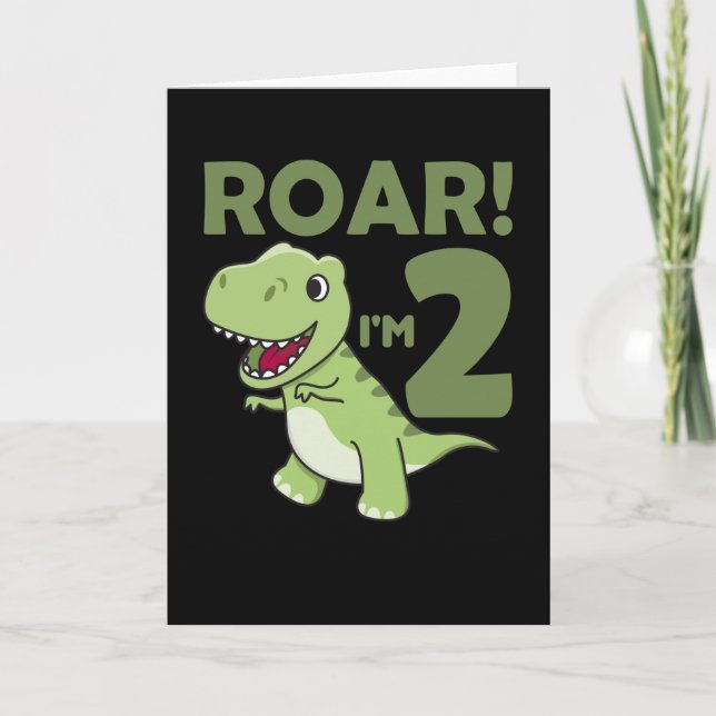 Carte Enfants 2. Anniversaire T-Rex 2 Ans Dino (Devant)