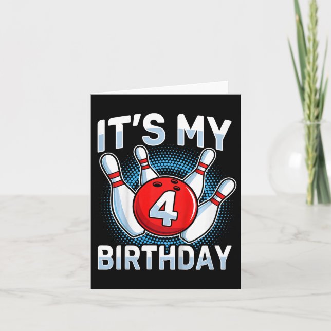 Carte Enfants 4 ans Bowling 4e Anniversaire Garçons G (Devant)