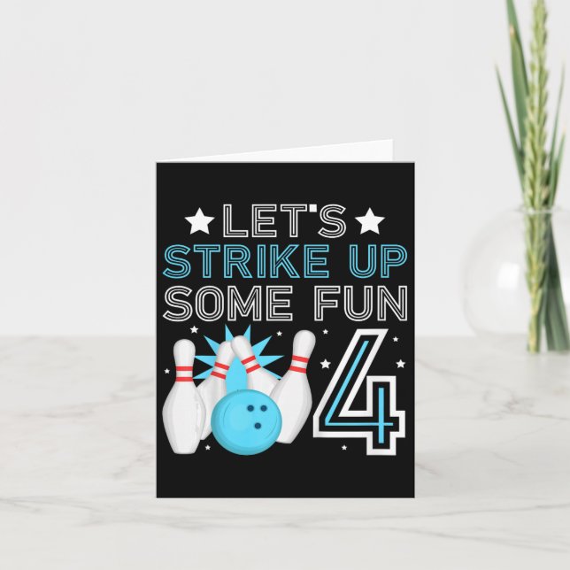 Carte Enfants 4e anniversaire de la fête Bowling Boy 4 a (Devant)