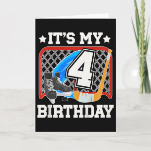 Carte Enfants 4e anniversaire hockey sur glace garçon 4