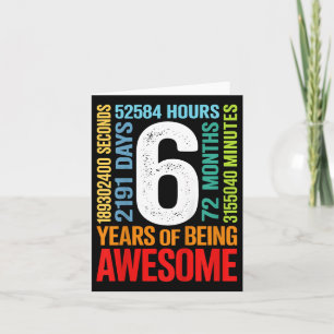 Carte Enfants 6e anniversaire 6 ans 72 mois garçons fill