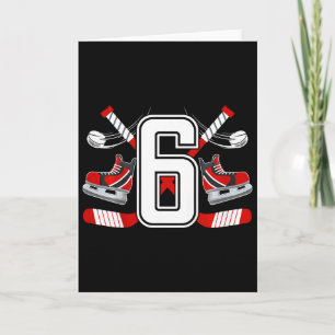 Carte Enfants 6ème Anniversaire Hockey sur Glace Garçon